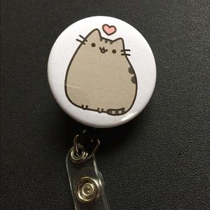 Pusheen Cat Heart Retractable ID Badge Reel